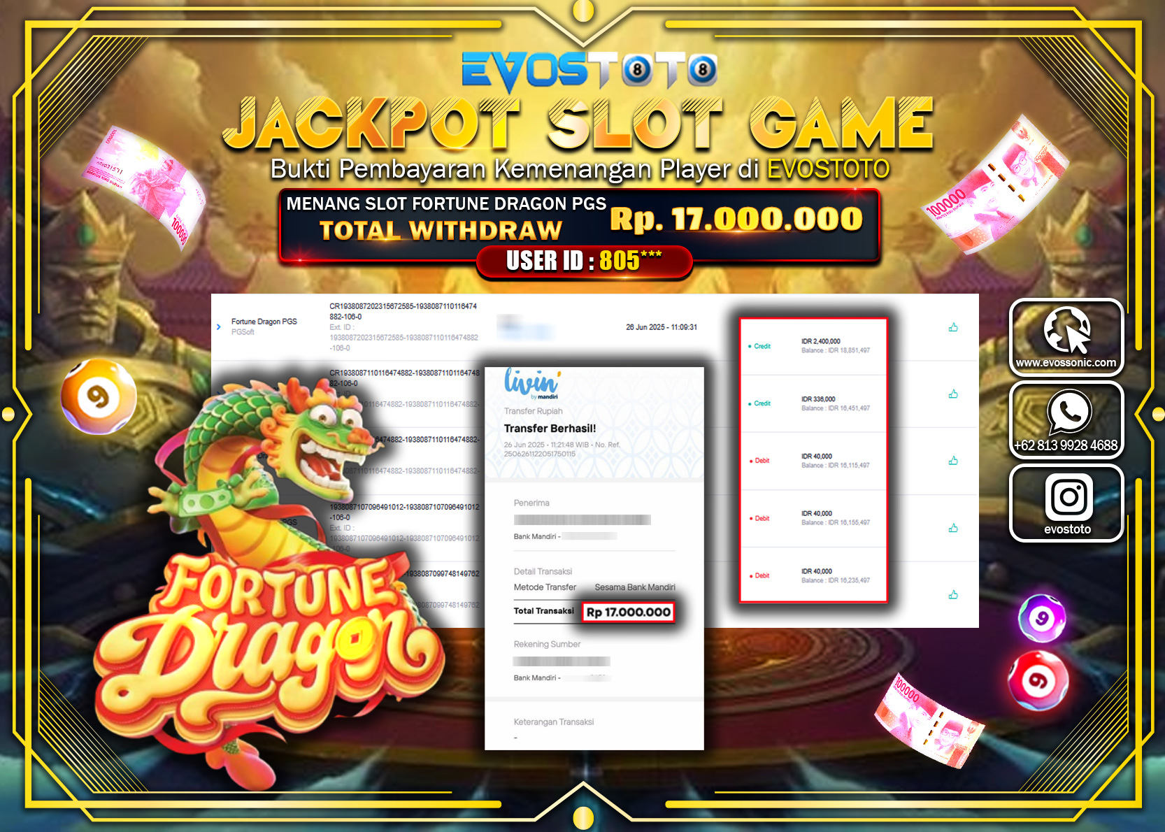 PEMBAYARAN JACKPOT SLOT FORTUNE DRAGON PGS RP17.000.000 DI BAYAR LANGSUNG !