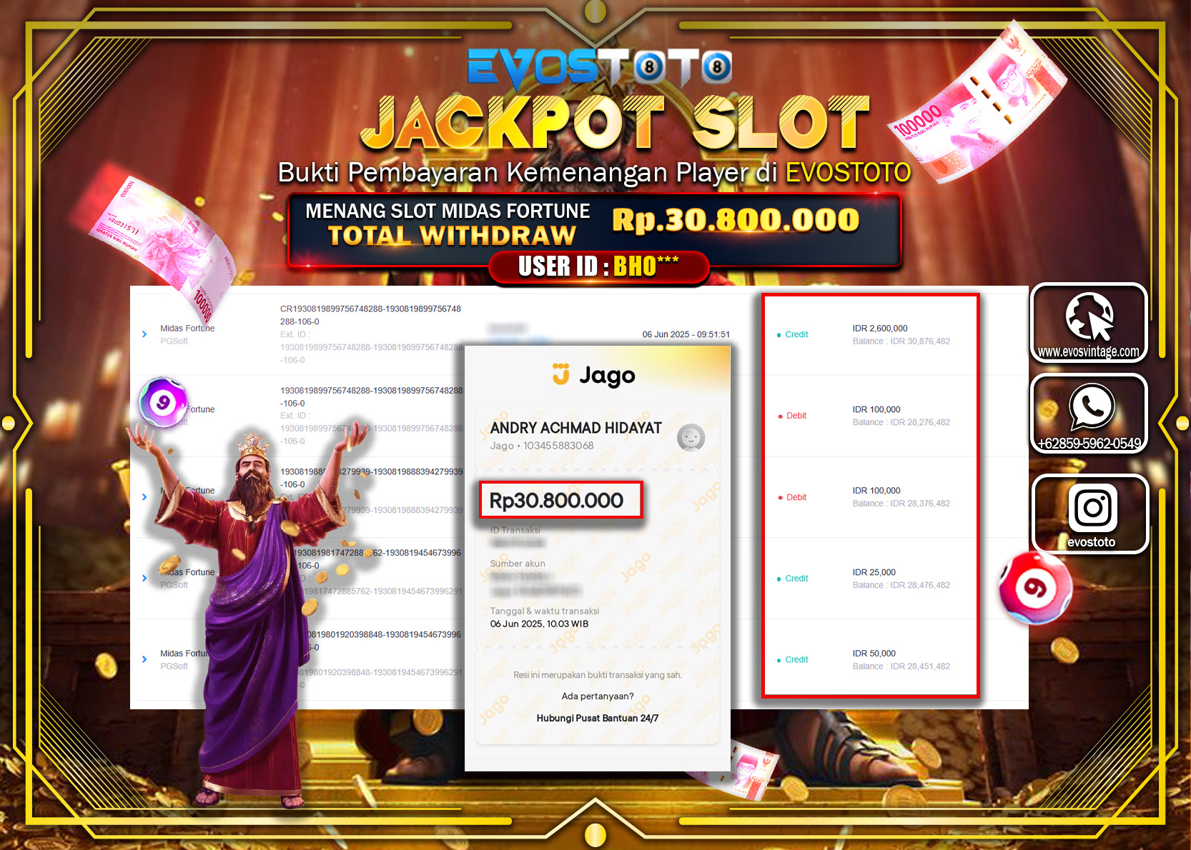 PEMBAYARAN JACKPOT SLOT MIDAS FORTUNE Rp30.000.000 DI BAYAR LANGSUNG !