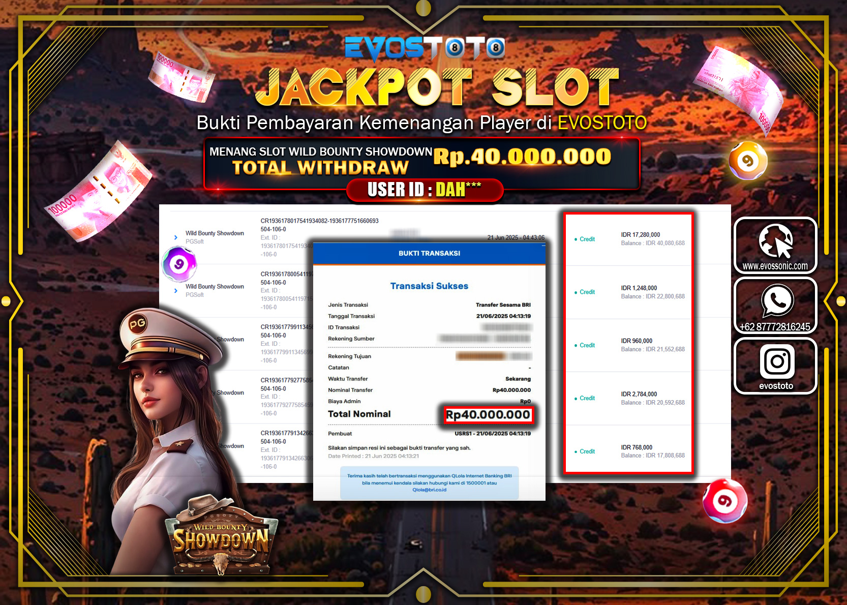 PEMBAYARAN JACKPOT SLOT WILD  BOUNTY SHOWDOWN  RP40.000.000 DI BAYAR LANGSUNG !