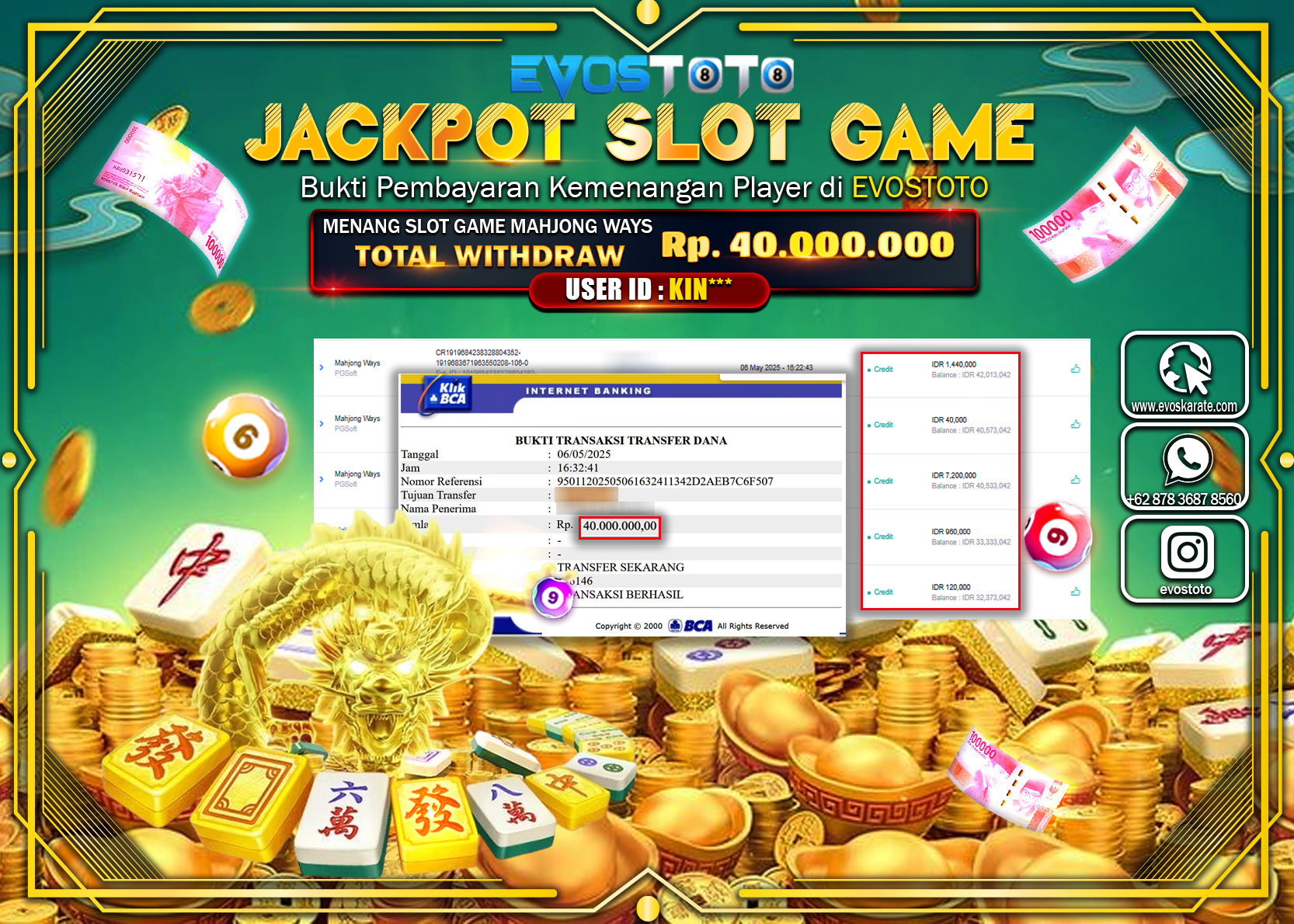 PEMBAYARAN JACKPOT SLOT MAHJONG WAYS Rp.40.000.000 DI BAYAR LANGSUNG !