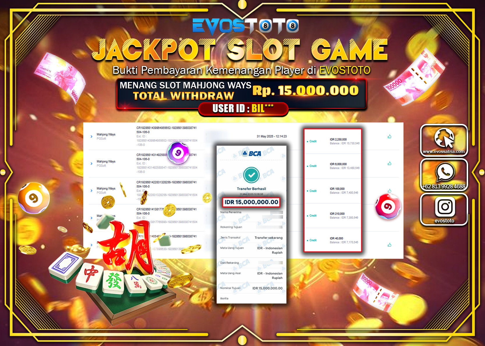 PEMBAYARAN JACKPOT SLOT MAHJONG WAYS Rp15.000.000 DI BAYAR LANGSUNG !