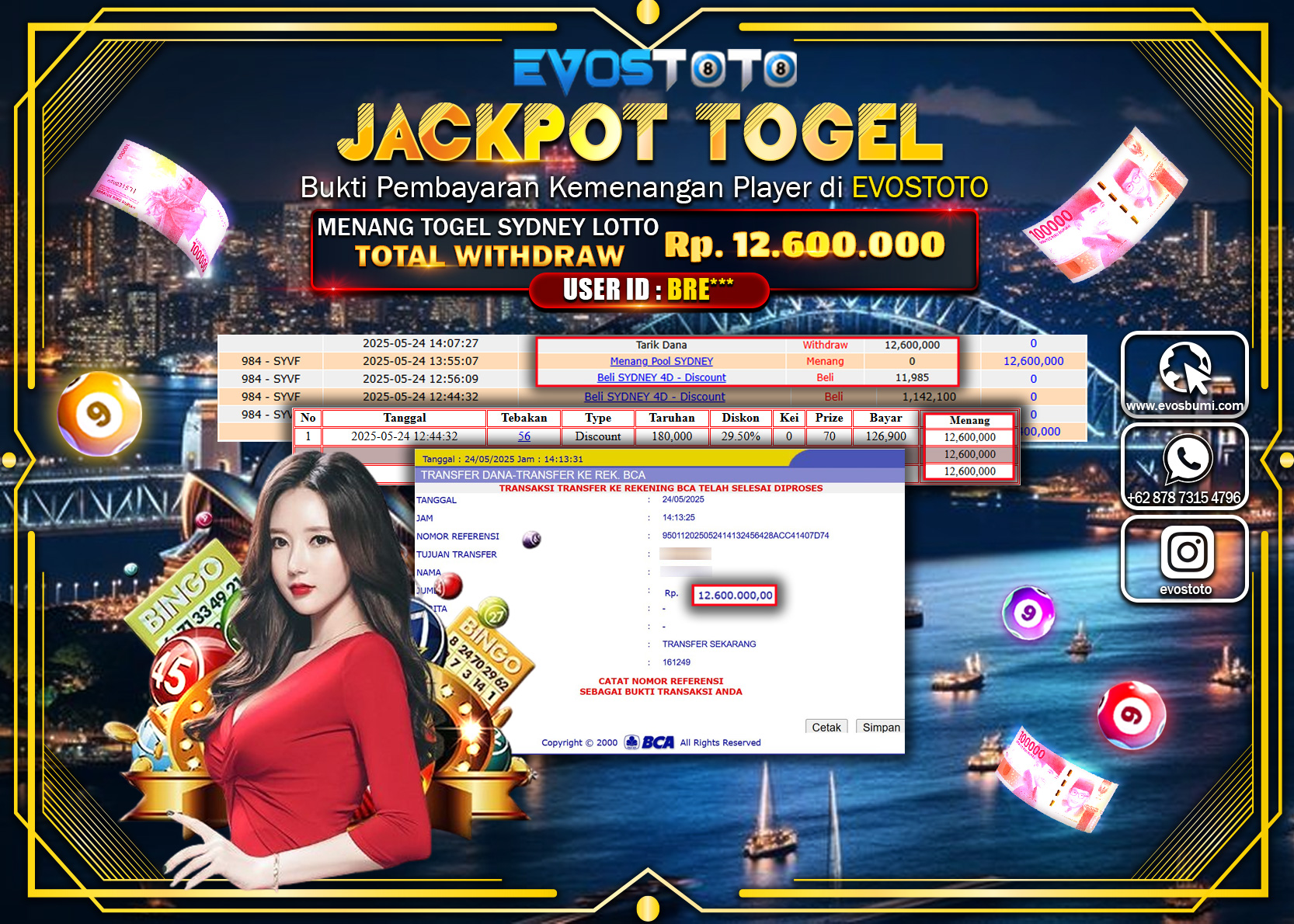 PEMBAYARAN JACKPOT TOGEL SYDNEY LOTTO Rp12.600.000 DI BAYAR LANGSUNG !