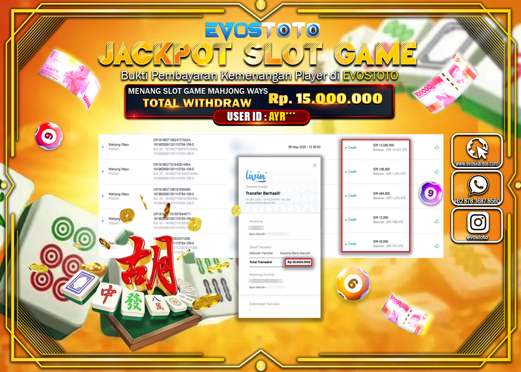 PEMBAYARAN JACKPOT SLOT MAHJONG WAYS Rp.15.000.000 DI BAYAR LANGSUNG !