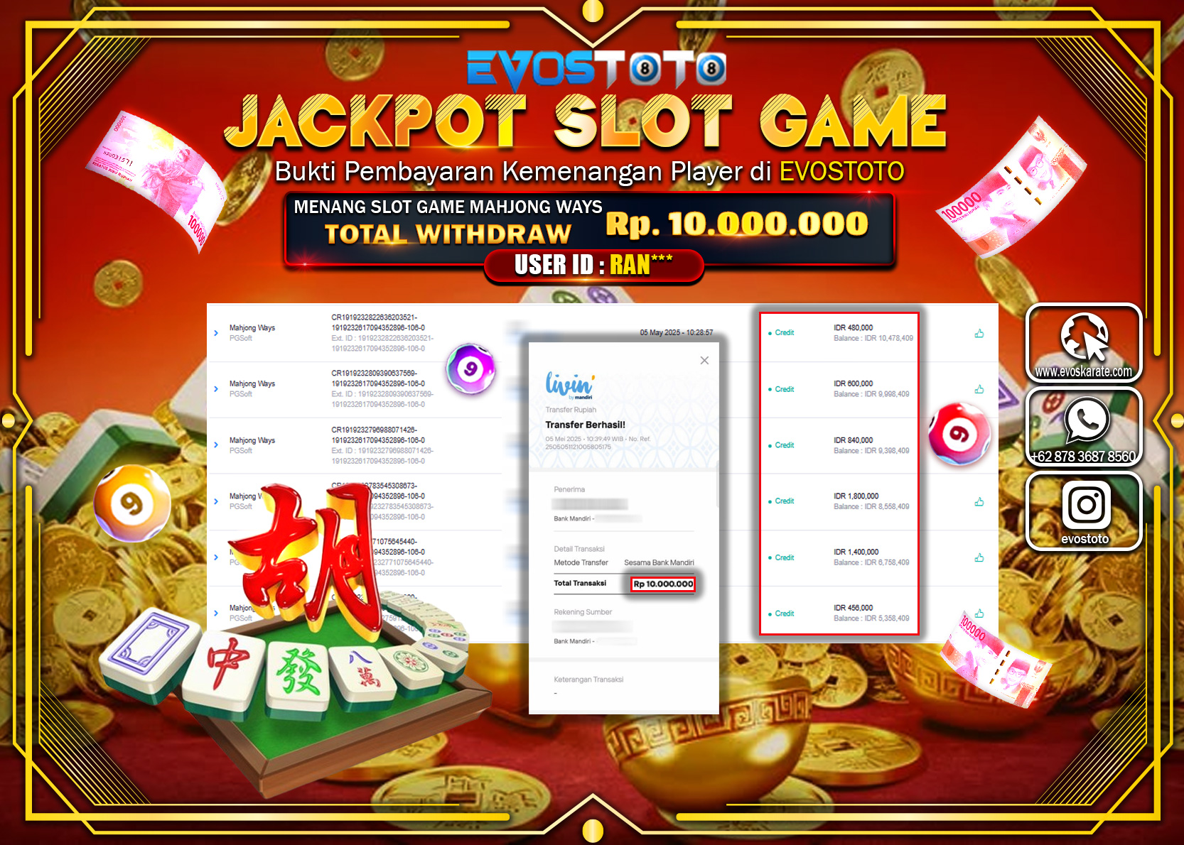 PEMBAYARAN JACKPOT SLOT MAHJONG WAYS Rp.10.000.000 DI BAYAR LANGSUNG !