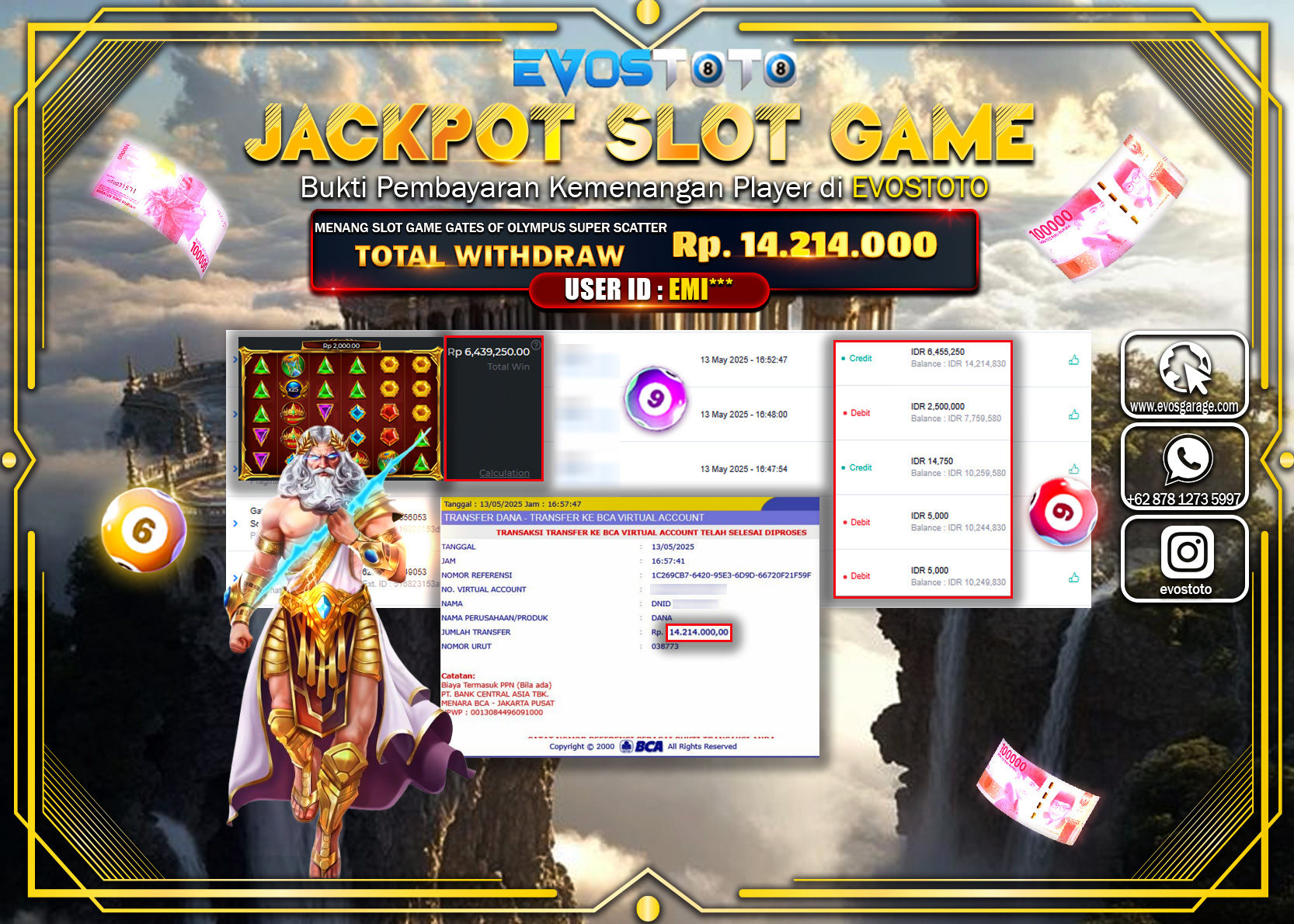 PEMBAYARAN JACKPOT SLOT GATES OF OLYMPUS SUPER SCATTER Rp14.214.000 DI BAYAR LANGSUNG !