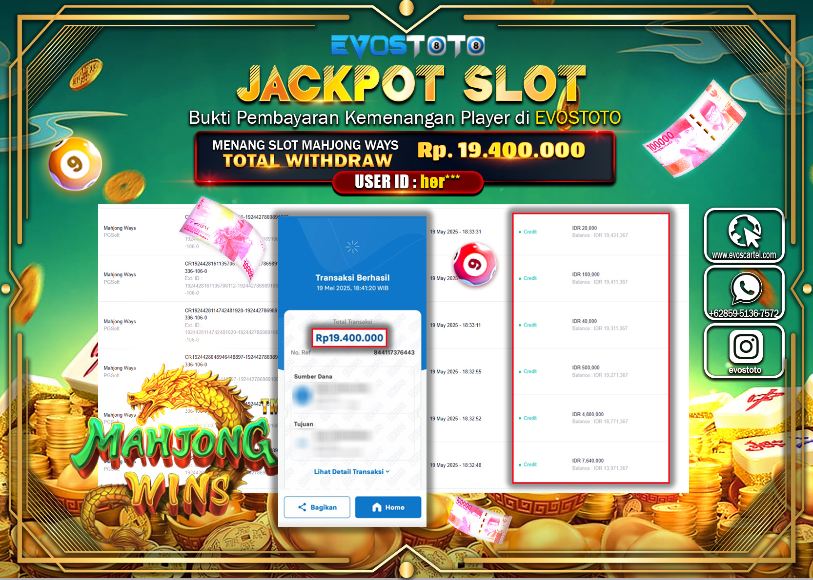PEMBAYARAN JACKPOT SLOT MAHJONG WAYS Rp19.400.000 DI BAYAR LANGSUNG !