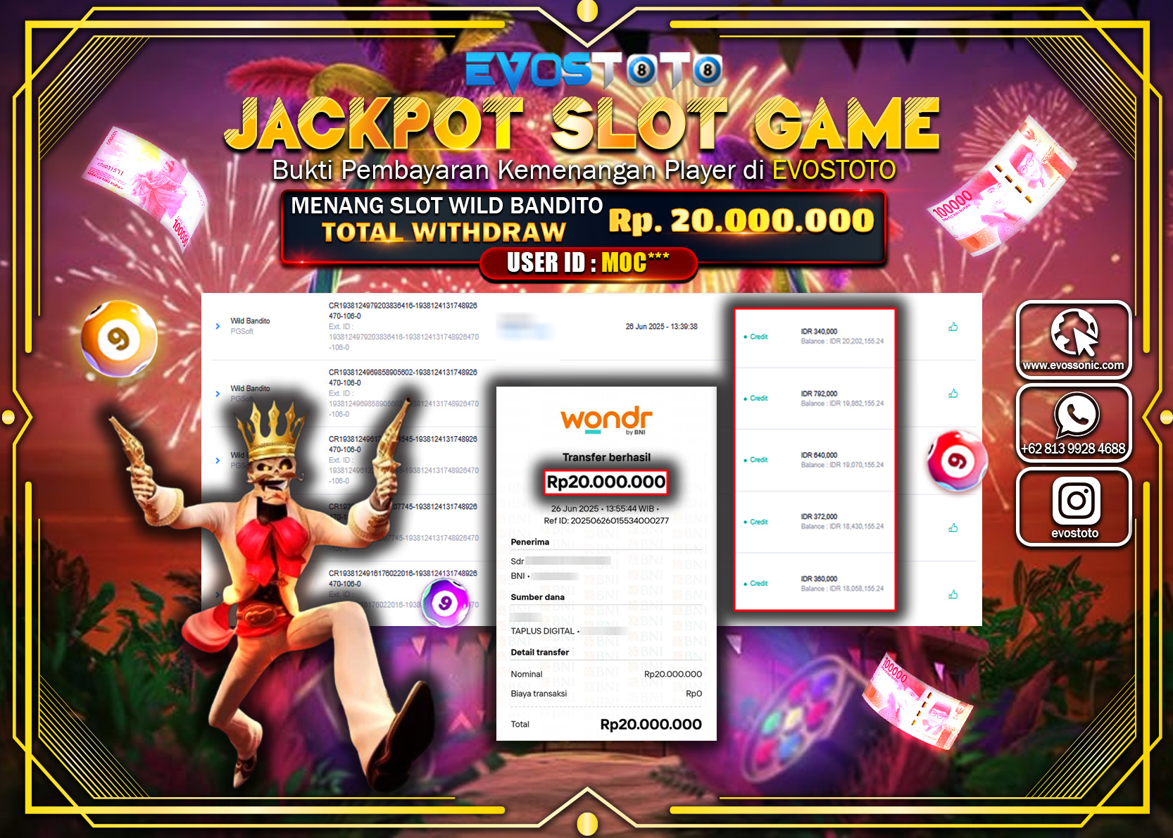 PEMBAYARAN JACKPOT SLOT WILD BANDITO RP20.000.000 DI BAYAR LANGSUNG !