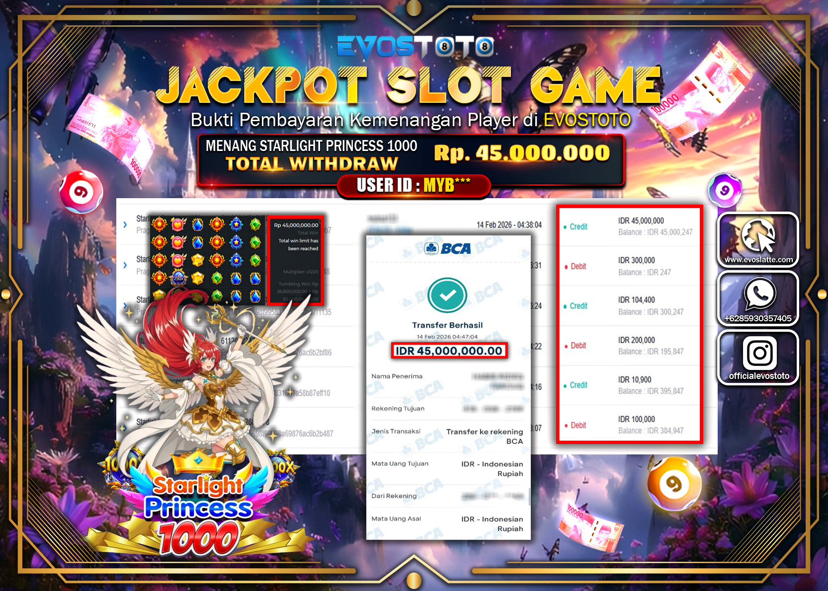 PEMBAYARAN JACKPOT SLOT STARLIGHT PRINCESS 1000 Rp.45.000.000 DI BAYAR LANGSUNG !