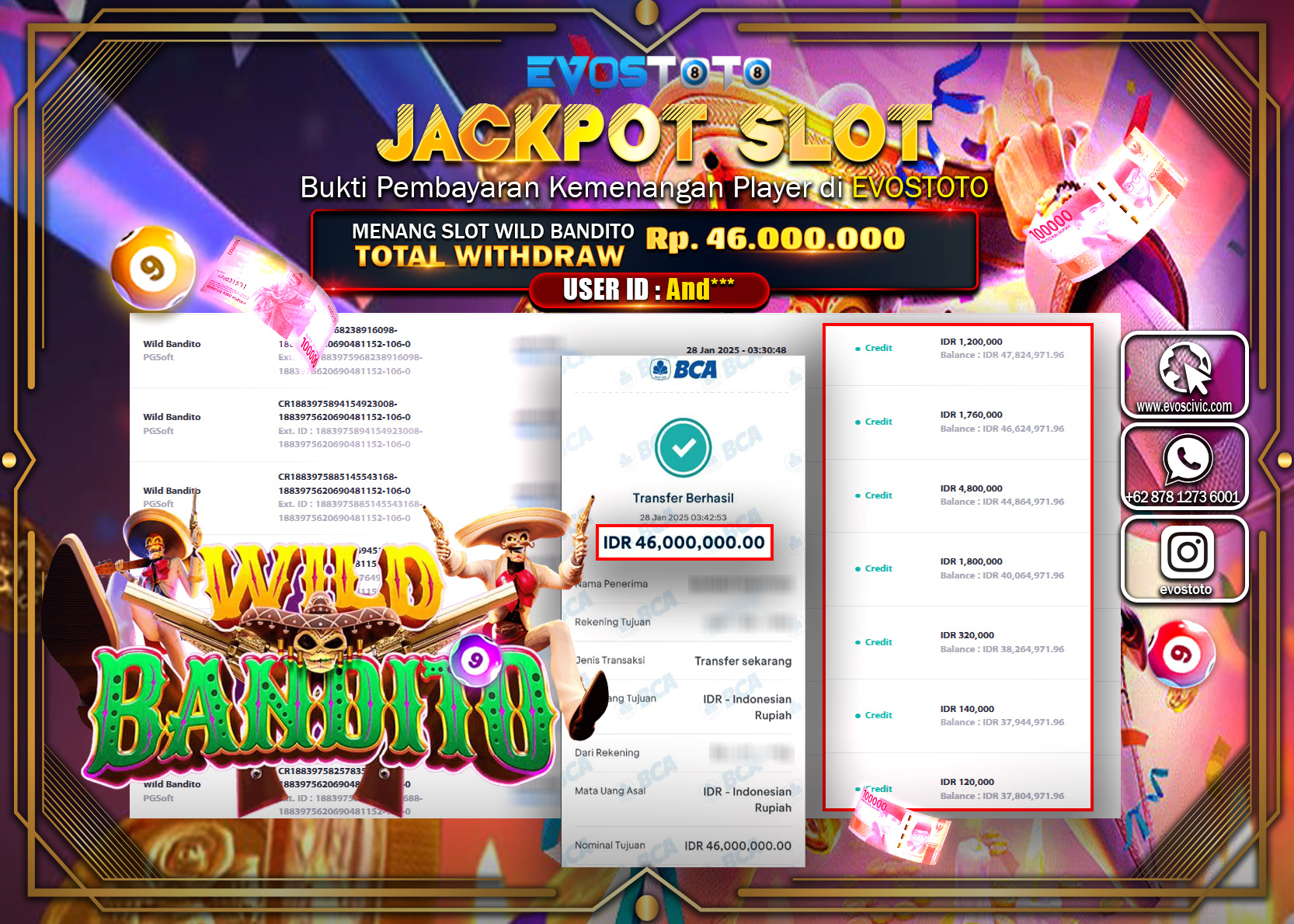 PEMBAYARAN JACKPOT SLOT WILD BANDITO Rp.46.000.000 DI BAYAR LANGSUNG !