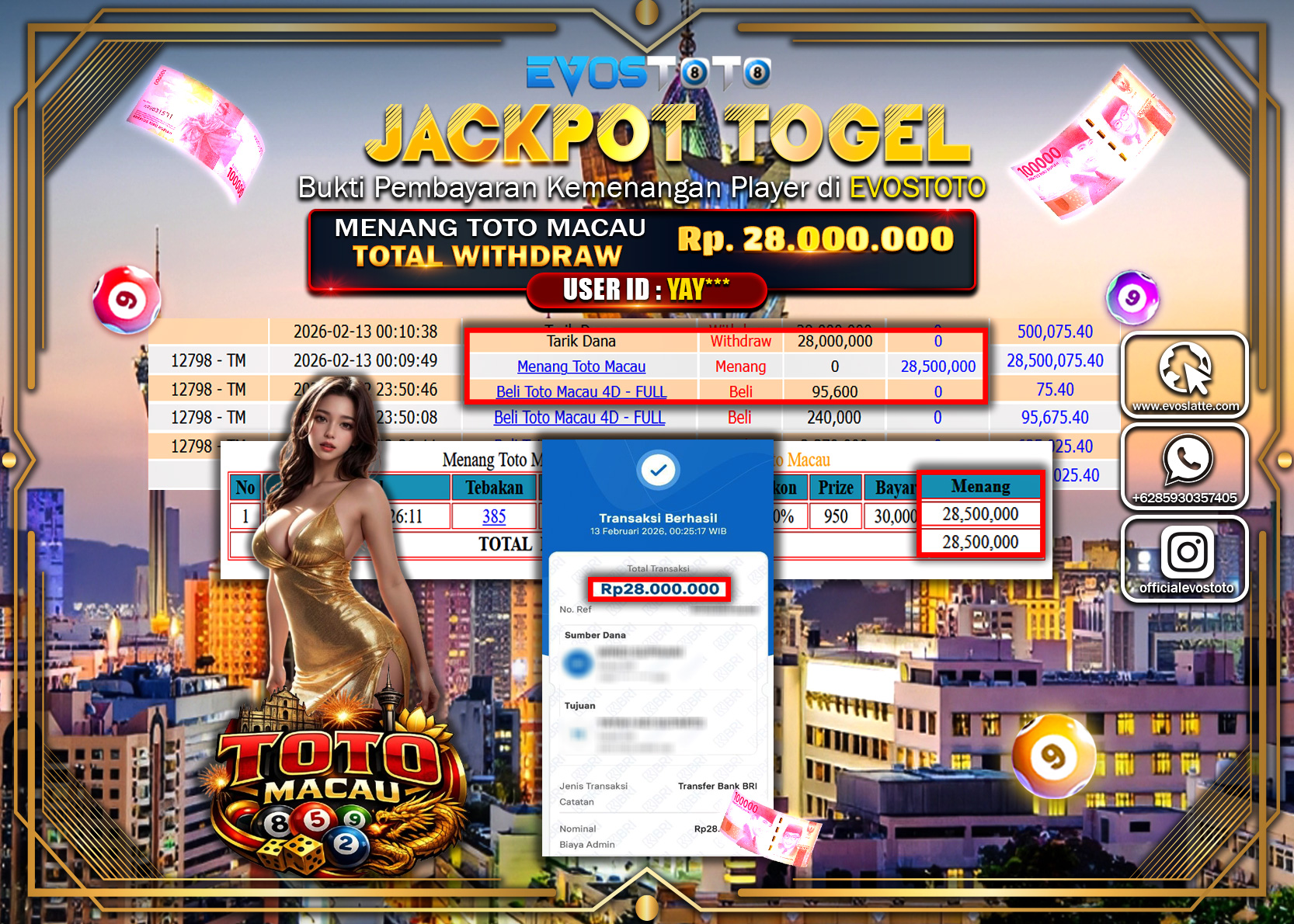 PEMBAYARAN JACKPOT TOGEL TOTO MACAU Rp.28.000.000 DI BAYAR LANGSUNG !