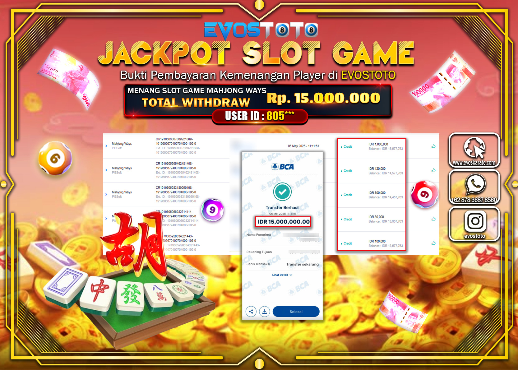 PEMBAYARAN JACKPOT SLOT MAHJONG WAYS Rp.15.000.000 DI BAYAR LANGSUNG !
